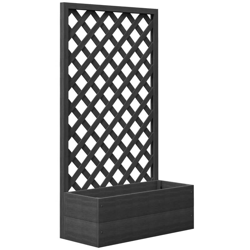 Outdoor Black Wooden Lattice Trellis Raised Garden Bed Planter Box