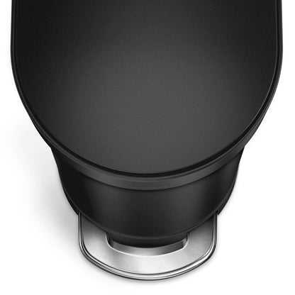 Matte Black 12-Gallon Narrow Kitchen Trash Can with Easy Step-on Lid