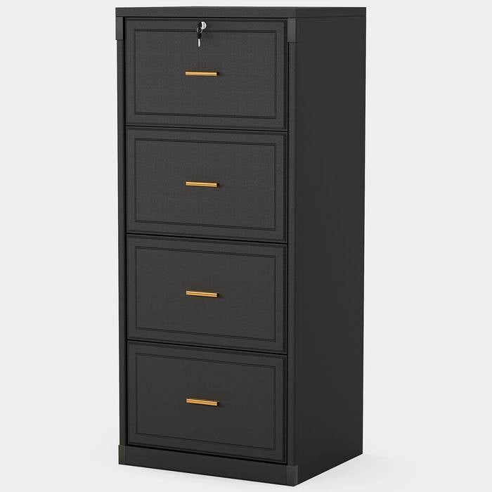 Black 4 Storage Vertical Lockable File Cabinet