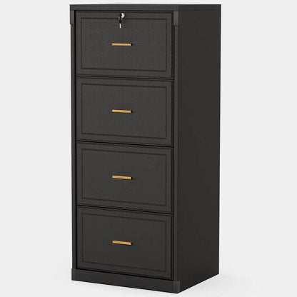 Black 4 Storage Vertical Lockable File Cabinet