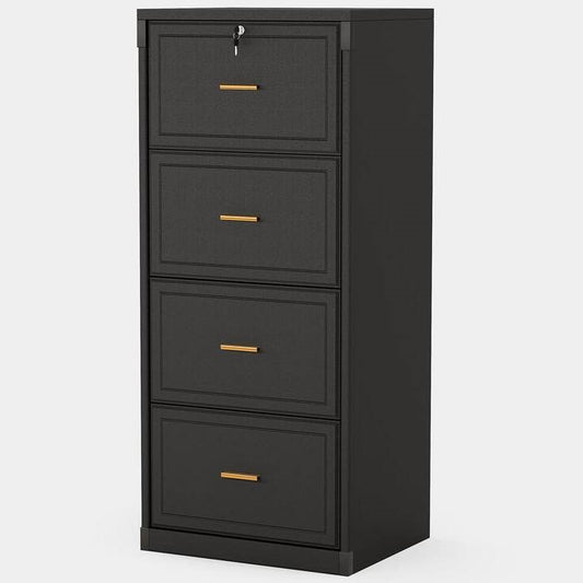 Black 4 Storage Vertical Lockable File Cabinet
