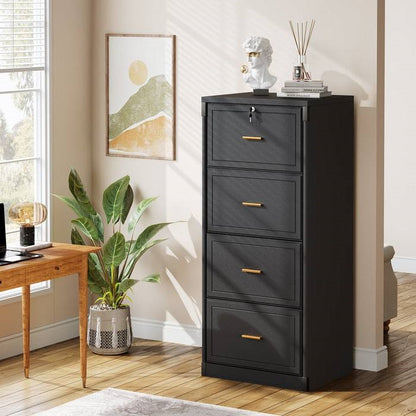 Black 4 Storage Vertical Lockable File Cabinet