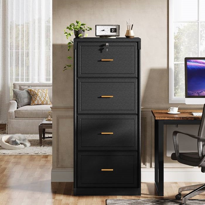 Black 4 Storage Vertical Lockable File Cabinet