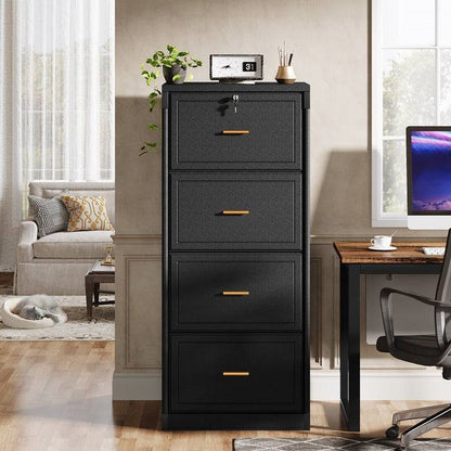 Black 4 Storage Vertical Lockable File Cabinet