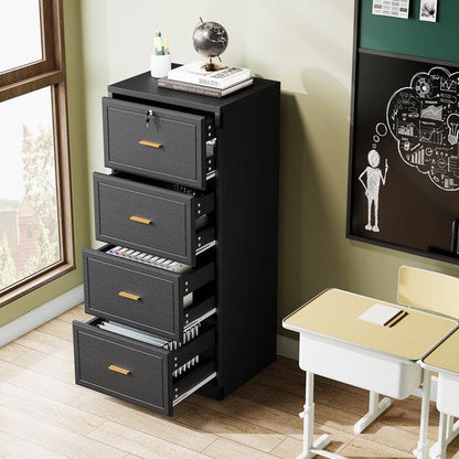 Black 4 Storage Vertical Lockable File Cabinet