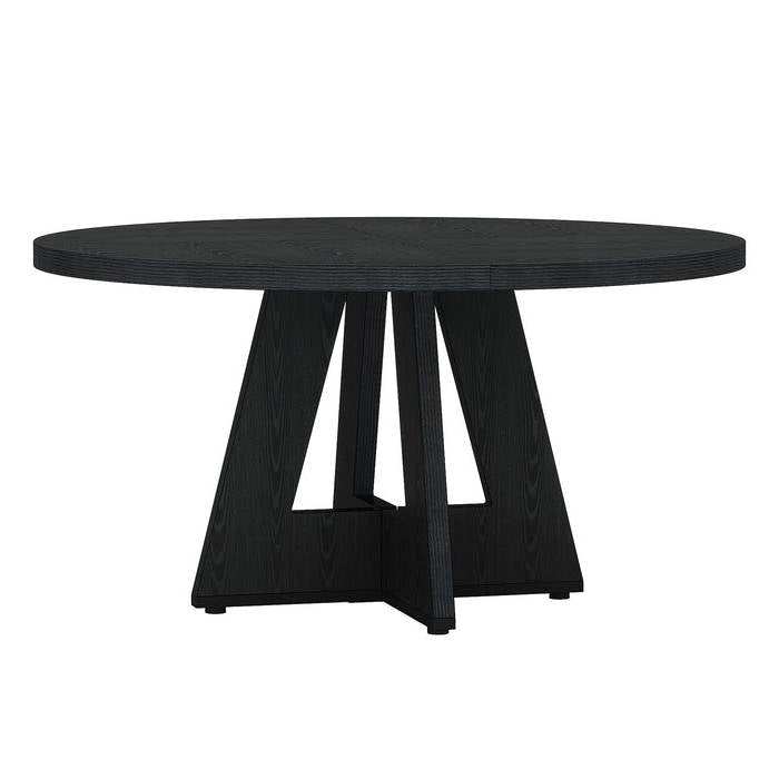 Farmhouse Retro Black Round 47-in Wooden Kitchen Table