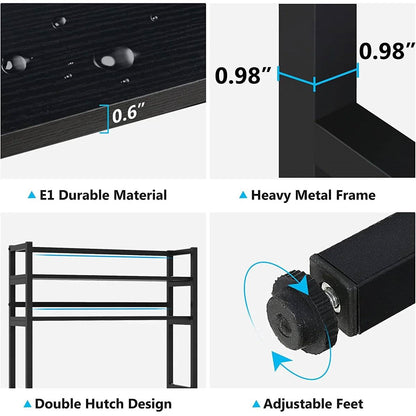 Heavy Duty Black Metal Kitchen Baker's Rack Microwave Stand Shelving Unit