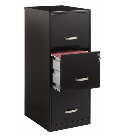 Black Metal 3-Drawer Vertical Key Locking Filing File Cabinet