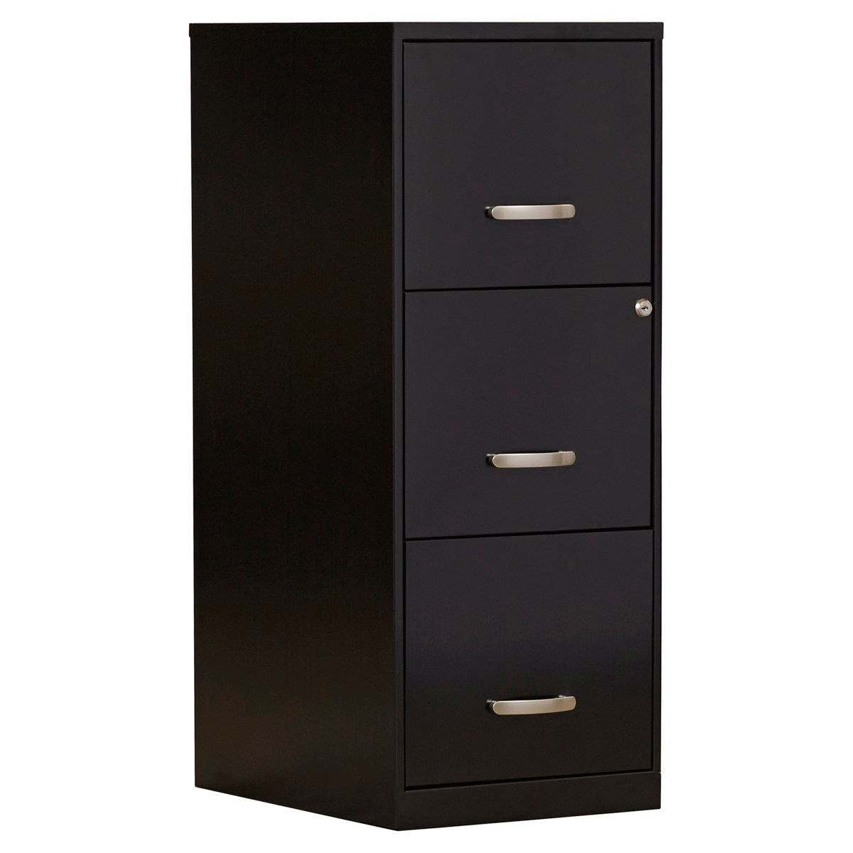 Black Metal 3-Drawer Vertical Key Locking Filing File Cabinet