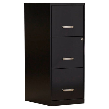 Black Metal 3-Drawer Vertical Key Locking Filing File Cabinet