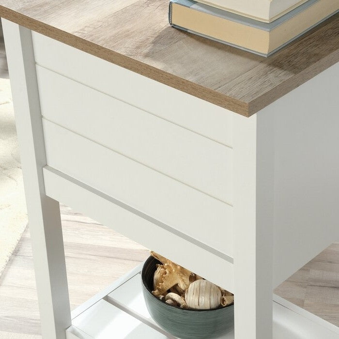 FarmHouse White Blue Oak 2 Drawer Office Writing Desk - Made In USA