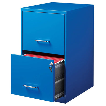 Blue Metal 2-Drawer Vertical Key Locking Filing File Cabinet
