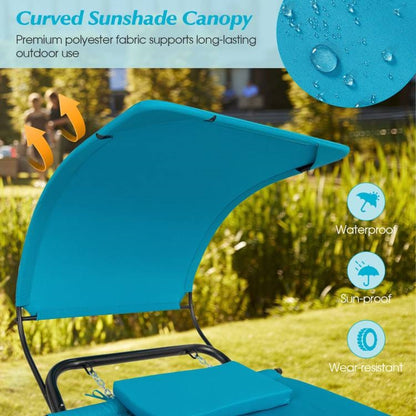 Blue Hammock Style Chaise Lounge Chair with Canopy Storage Bag