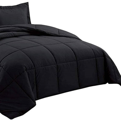 Twin Size Reversible Microfiber Down Alternative Comforter Set in Black