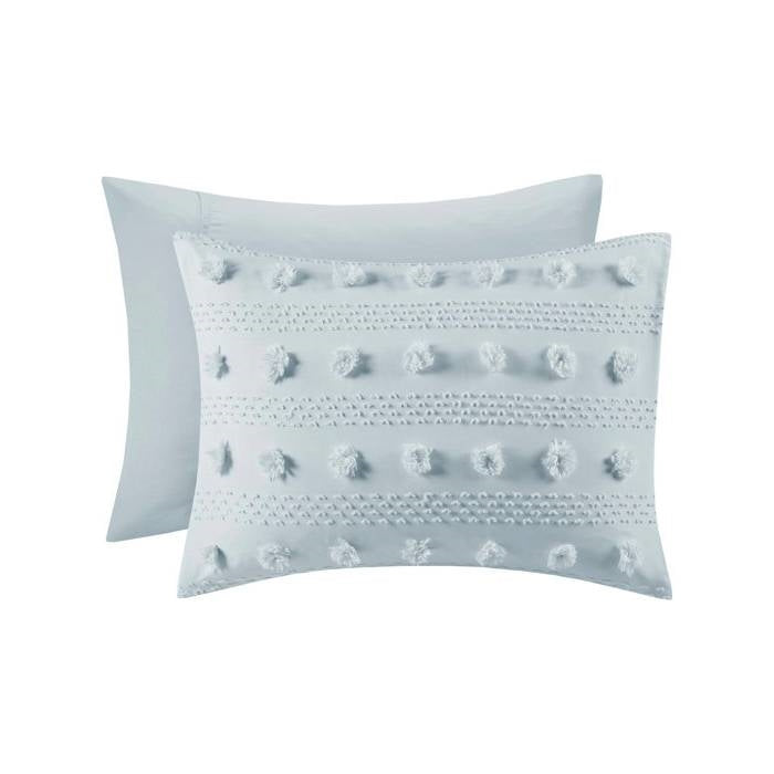 Twin/Twin XL 2 Piece Jacquard Pompom Microfiber Hypoallergenic Comforter Set, Blue