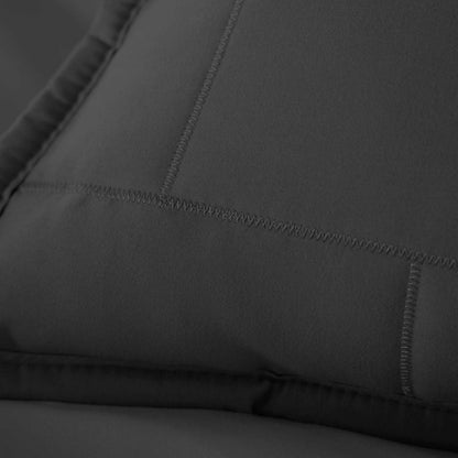 Twin/Twin XL Modern Brick Stitch Microfiber Reversible 2 Piece Quilt Set in Black