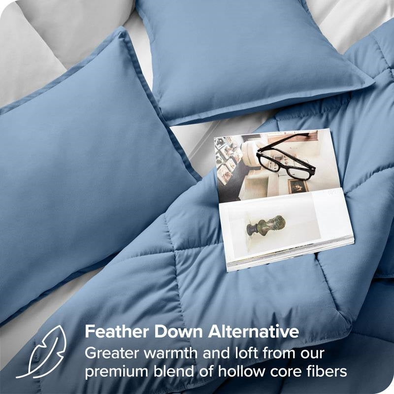 Twin Size All Season Super Soft Down Alternative Comforter Set Blue