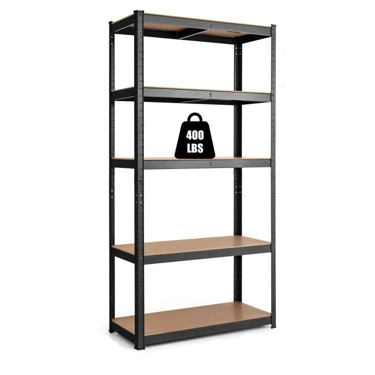 Black Heavy Duty Steel 5 Tier Garage Adjustable Shelving Storage Rack
