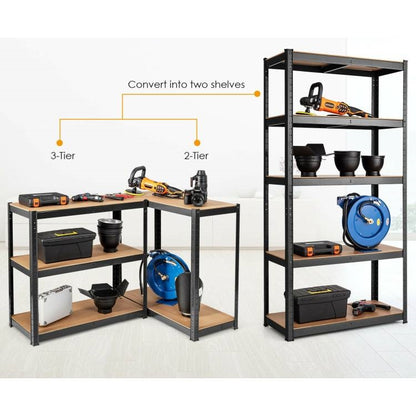 Black Heavy Duty Steel 5 Tier Garage Adjustable Shelving Storage Rack
