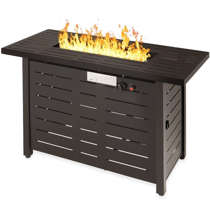 50,000 BTU Brown Steel LP Gas Propane Fire Pit w/ Auto Ignition