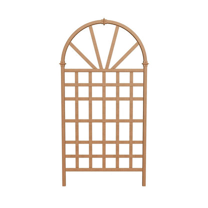 77-inch Outdoor Light Brown Vinyl Lattice Garden Trellis with Arched Top