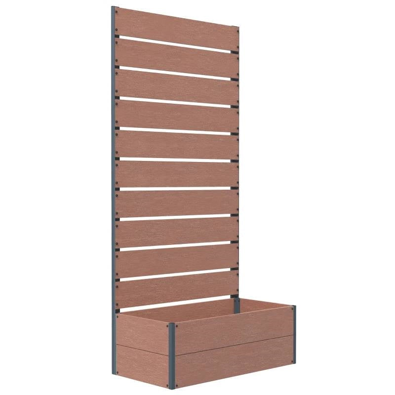 Brown Wood-Plastic Composite Raised Bed with Slatted Fence Trellis