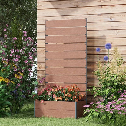 Brown Wood-Plastic Composite Raised Bed with Slatted Fence Trellis