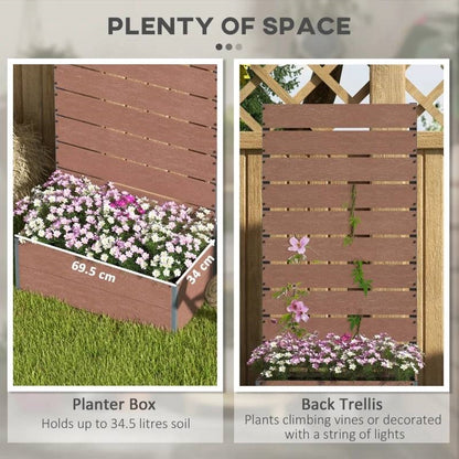 Brown Wood-Plastic Composite Raised Bed with Slatted Fence Trellis