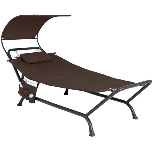 Java Covered Polyester Chaise Canopy Hammock Stand Lounge Chair, Pillow, Storage Bag