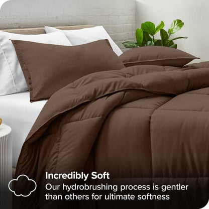 Full/Double Size All Season Super Soft Down Alternative Comforter Set Chocolate
