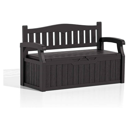 Brown Durable Resin 70 gL Outdoor Storage Bench Patio Deck