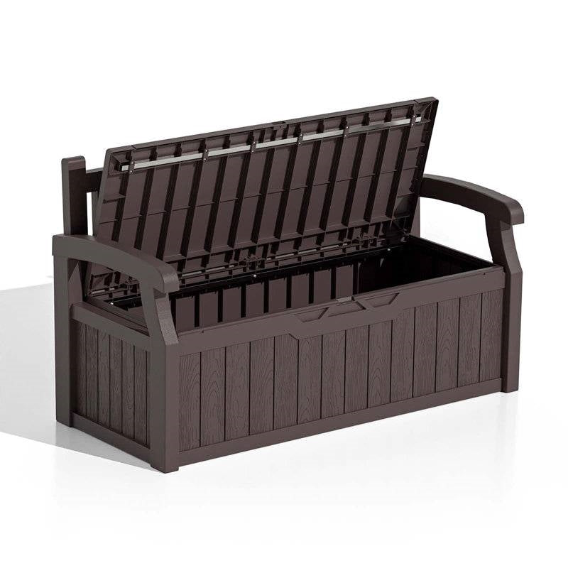 Brown Durable Resin 70 gL Outdoor Storage Bench Patio Deck