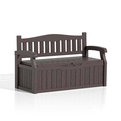 Brown Durable Resin 70 gL Outdoor Storage Bench Patio Deck