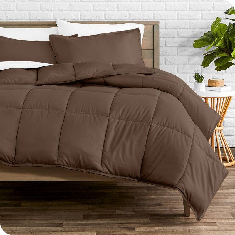 Queen Size All Season Super Soft Down Alternative Comforter Set Chocolate