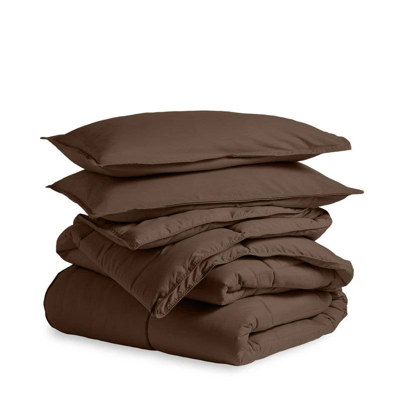 Queen Size All Season Super Soft Down Alternative Comforter Set Chocolate