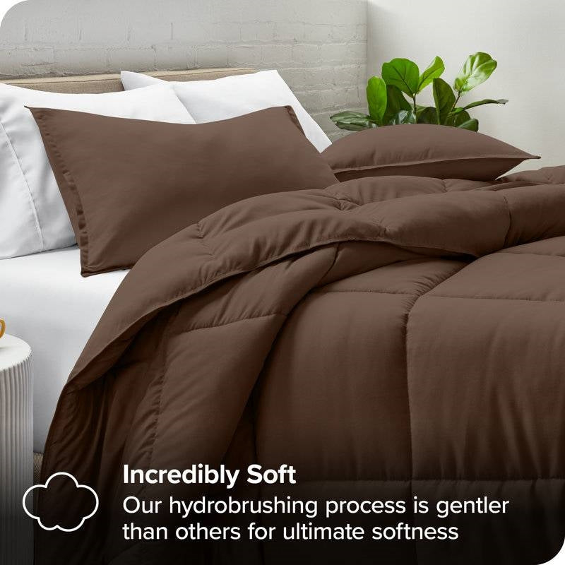Twin Size All Season Super Soft Down Alternative Comforter Set Chocolate