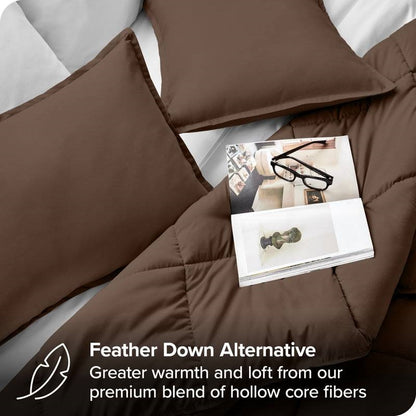 Twin Size All Season Super Soft Down Alternative Comforter Set Chocolate