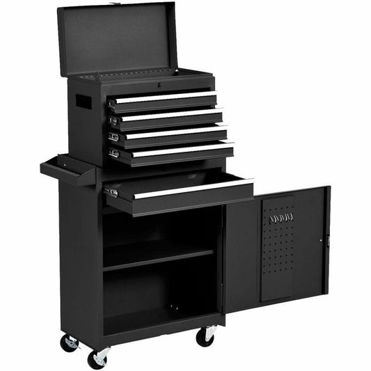 Black Heavy Duty Steel Lockable Rolling Garage Tool Chest Storage Box