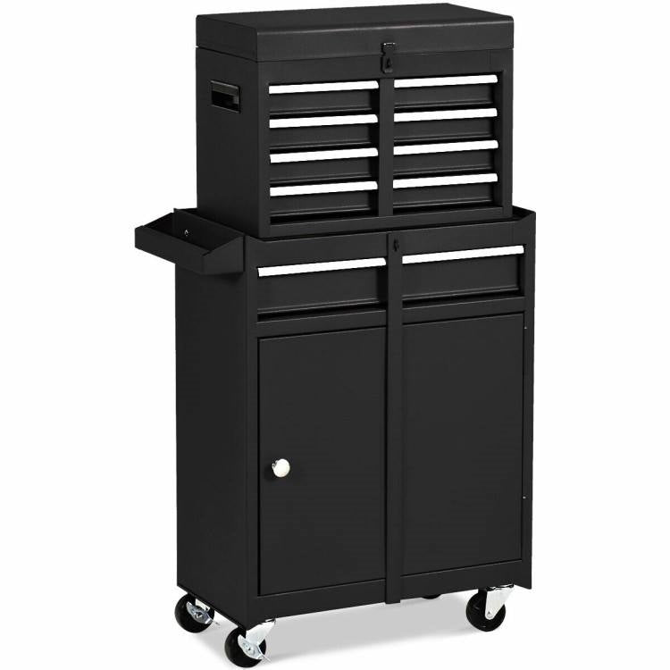 Black Heavy Duty Steel Lockable Rolling Garage Tool Chest Storage Box