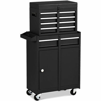 Black Heavy Duty Steel Lockable Rolling Garage Tool Chest Storage Box