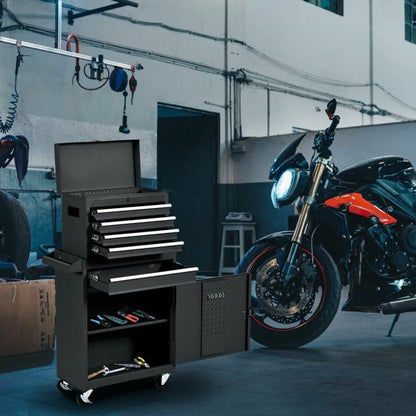 Black Heavy Duty Steel Lockable Rolling Garage Tool Chest Storage Box