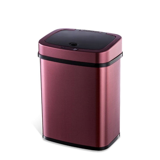 Small 3-Gallon Motion Sensor Touchless Stainless Steel Trash Can Burgundy