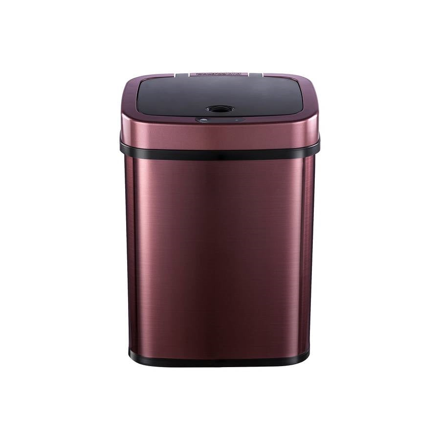Small 3-Gallon Motion Sensor Touchless Stainless Steel Trash Can Burgundy