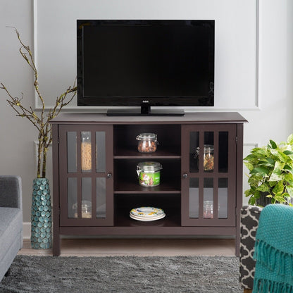 Brown Wood 43-inch TV Stand Storage Cabinet Console Table