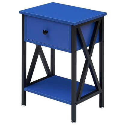 Rustic 1 Drawer Blue Nightstand - Set of 2