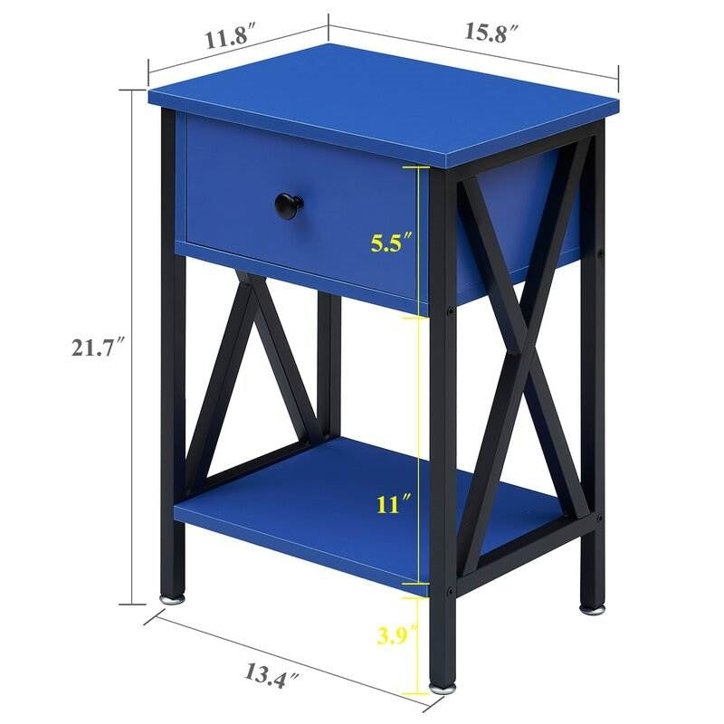 Rustic 1 Drawer Blue Nightstand - Set of 2