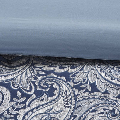 California King 12-piece Reversible Comforter Set in Navy Blue and White