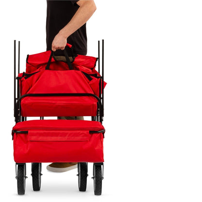 Collapsible Utility Wagon Cart Indoor/Outdoor w/ Canopy - Red