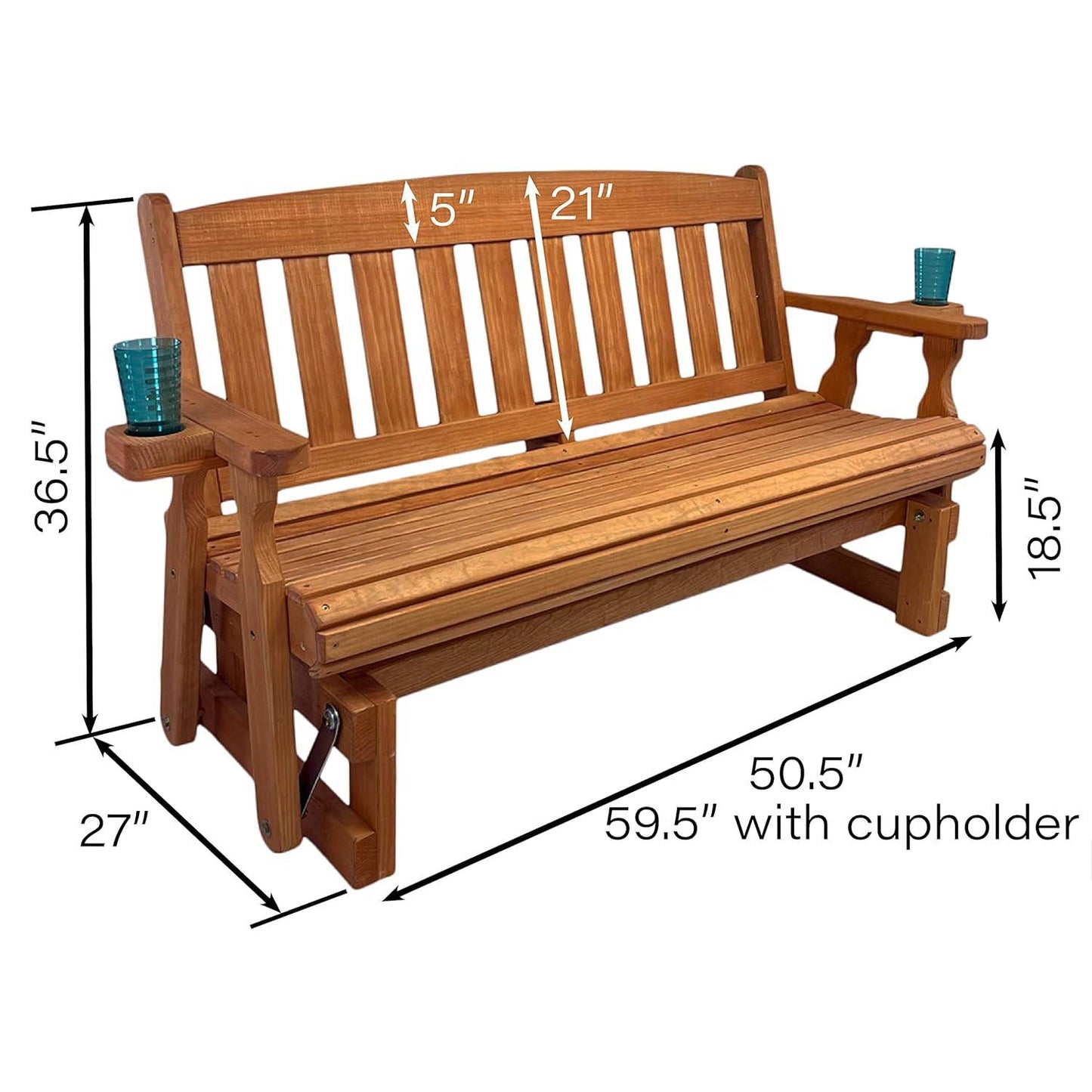 Made In USA 4ft Handmade Amish Heavy Duty Porch Glider Cedar