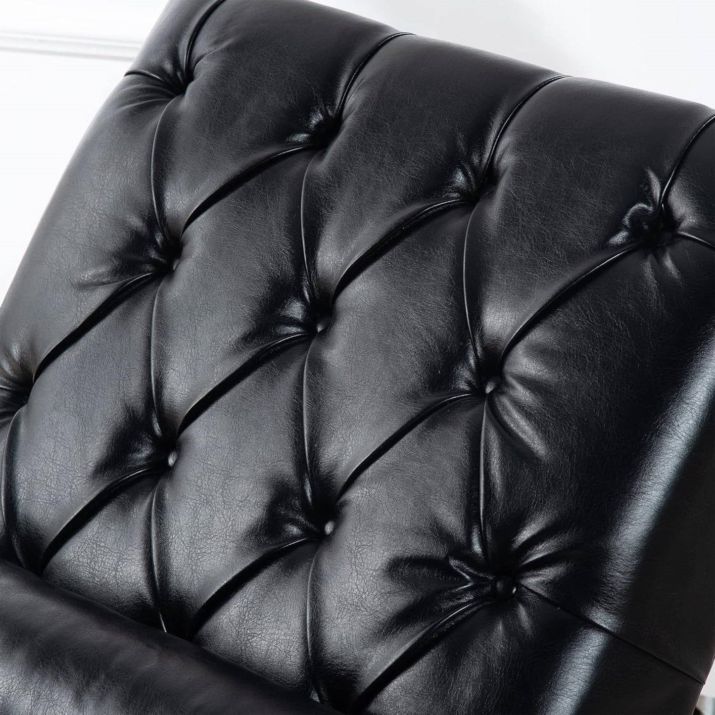 Black PU Leather Upholstered Tufted Armless Lumbar Pillow Included Chaise Lounger